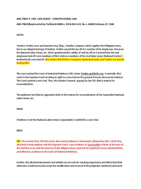 ang tibay vs cir case digest|G.R. No. 46496. February 27, 1940 (Case Brief / Digest).